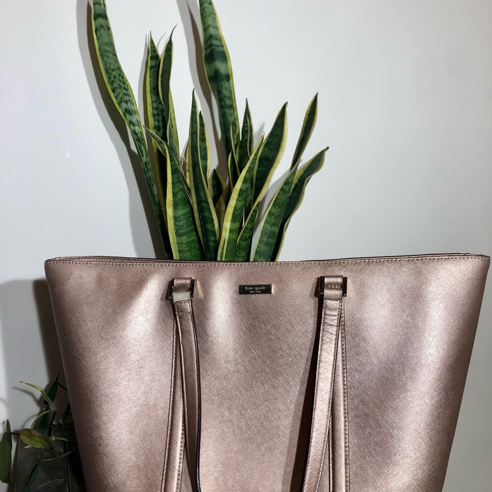 Kate Spade metallic rose gold tote bag